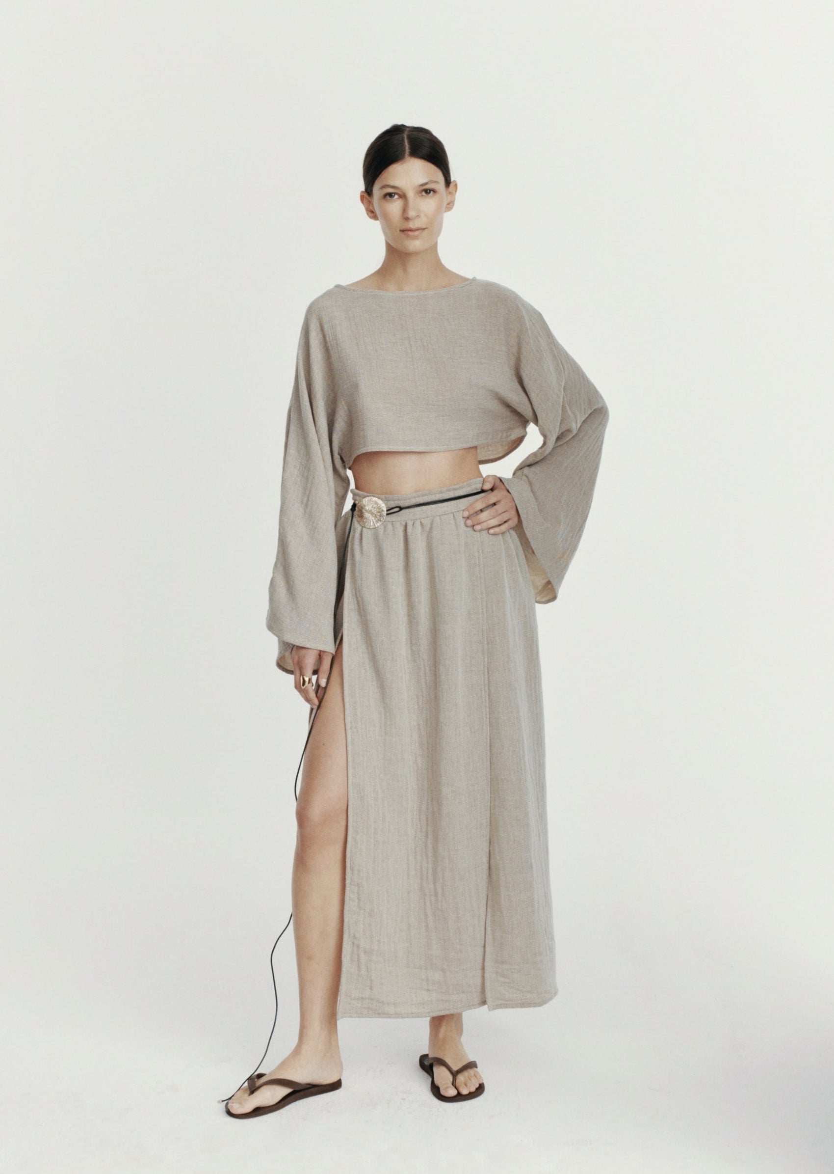 SARA TOP MUSLIN VINTAGE SAND LECOLLET