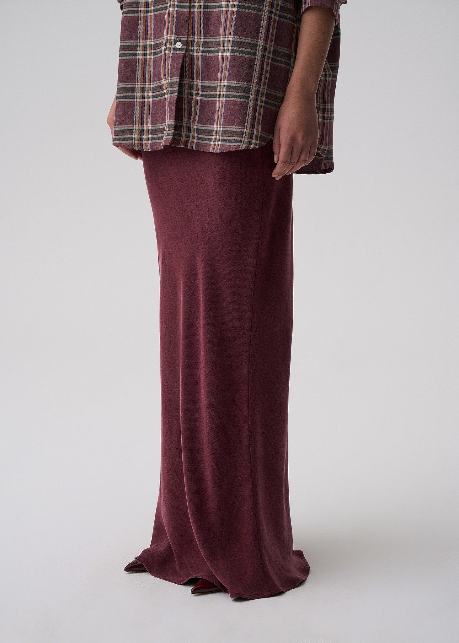 SPÓDNICA ALBANA NEW LONG AUBERGINE LECOLLET