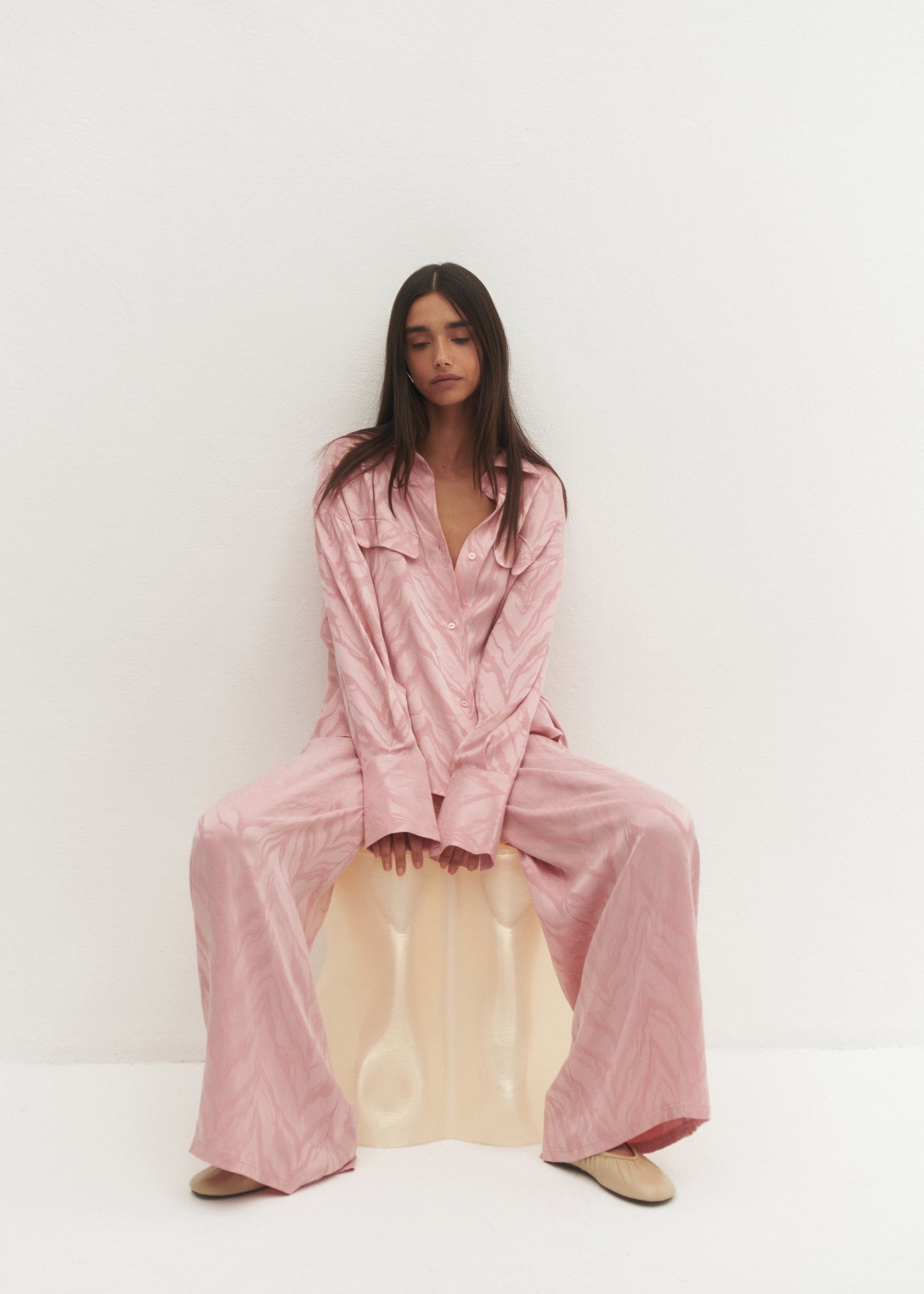 SPODNIE CARLA PINK WOOD LECOLLET