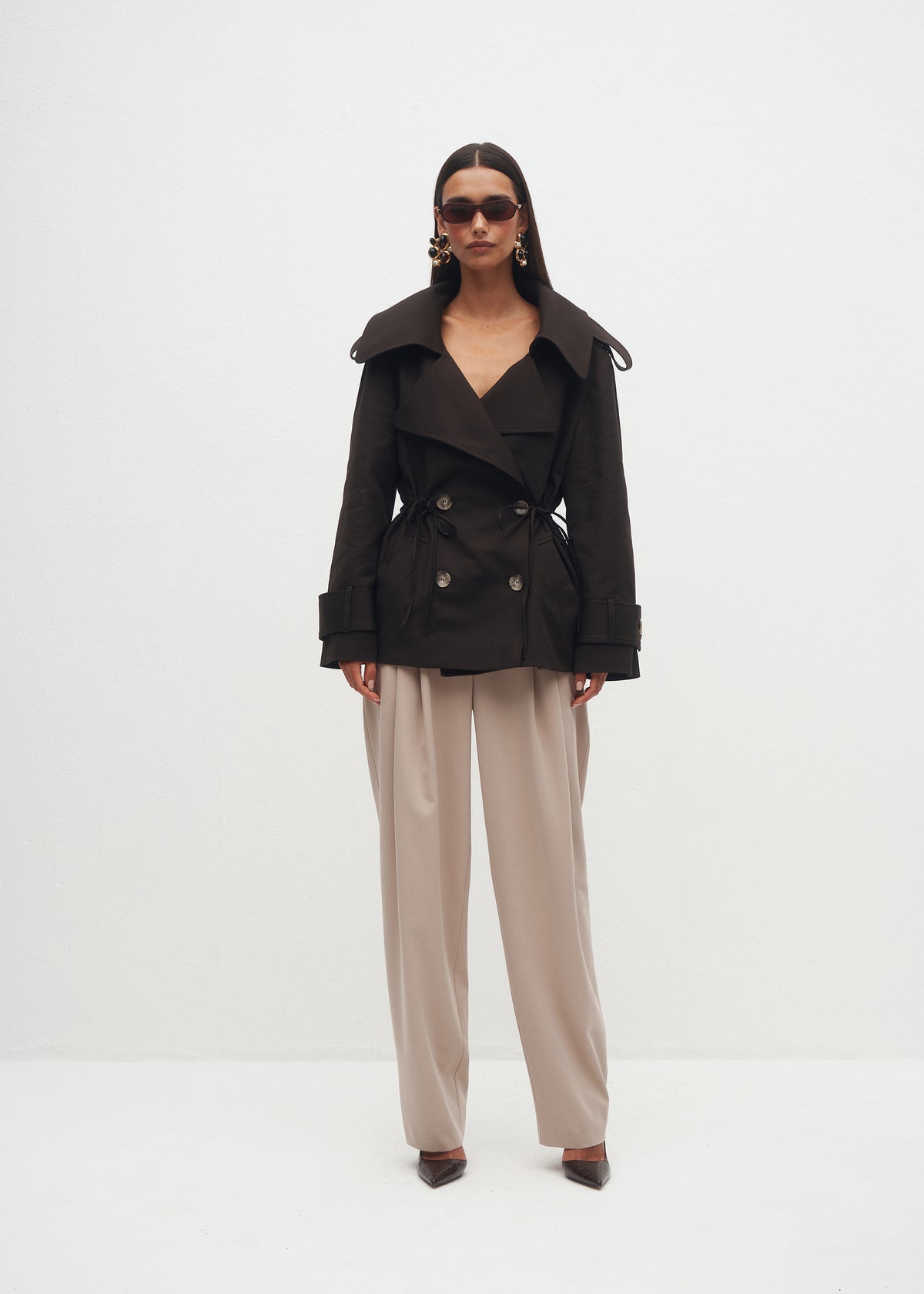 ELISE SHORT BROWN TRENCH