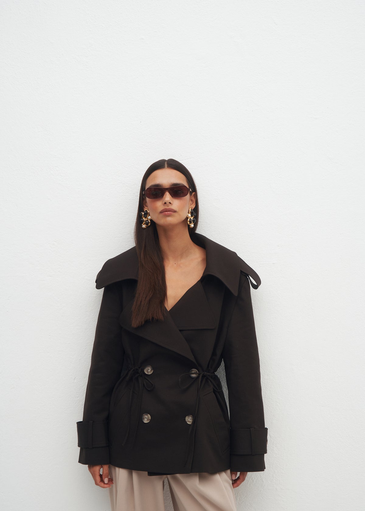 ELISE SHORT BROWN TRENCH