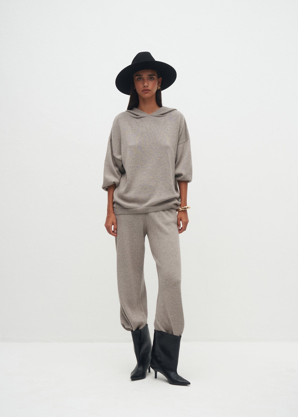 TORI GREY MELANGE TROUSERS