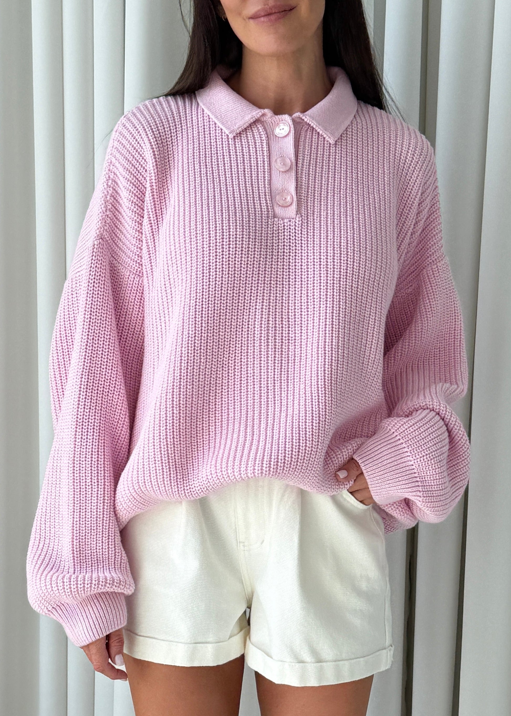SWETER POLO ZURI BABY PINK LECOLLET