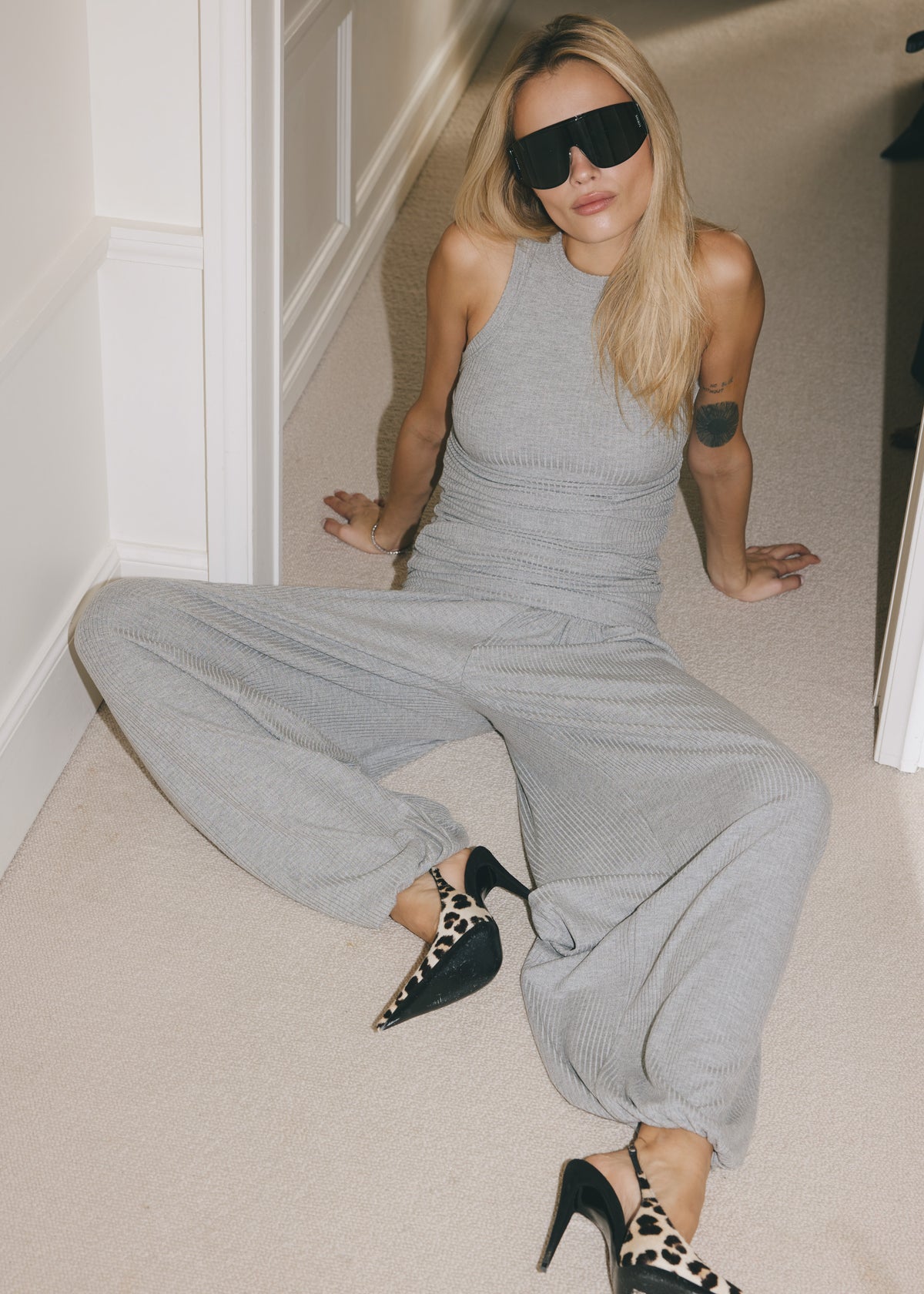 TORINA RIBBED GREY TANK TOP