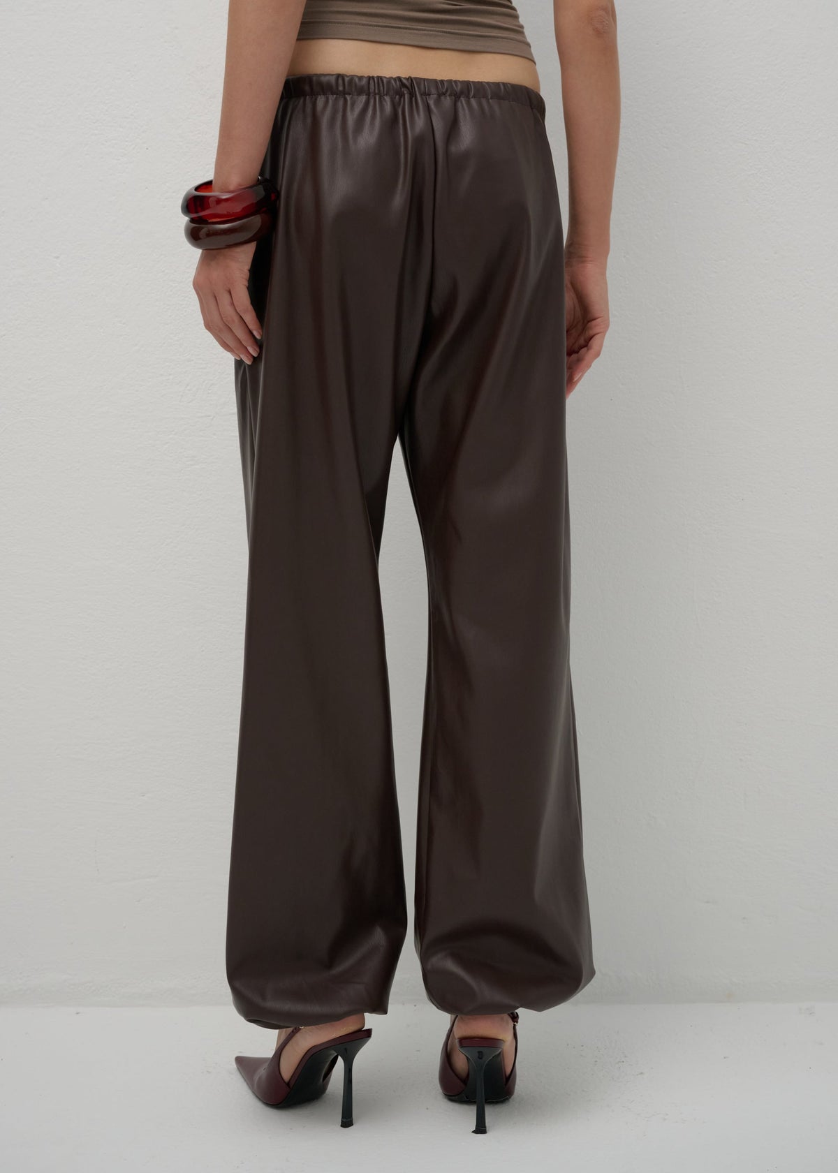 SPODNIE RONI FAUX LEATHER BROWN LECOLLET