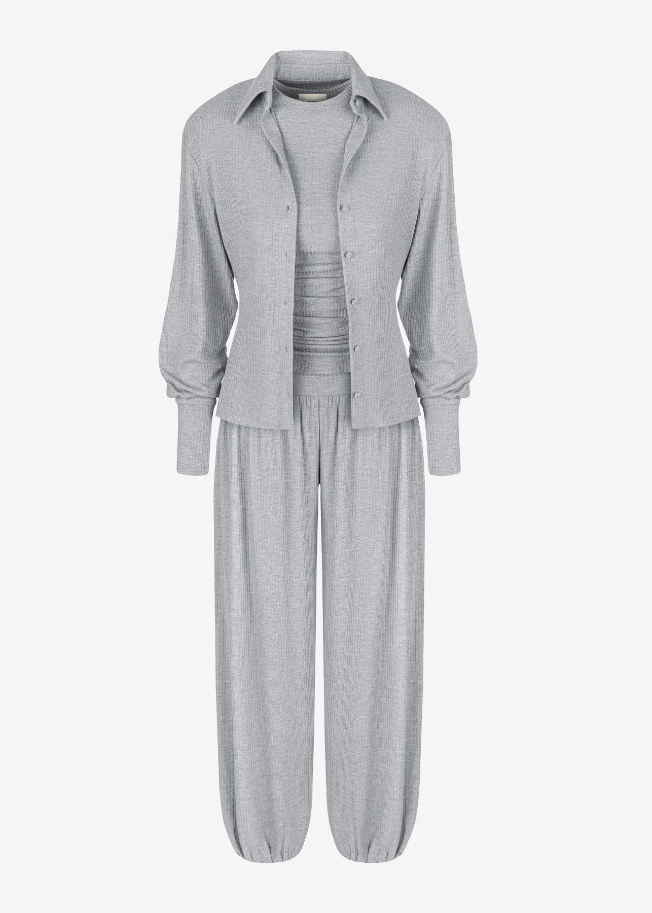 SET EVEA RIBBED GREY