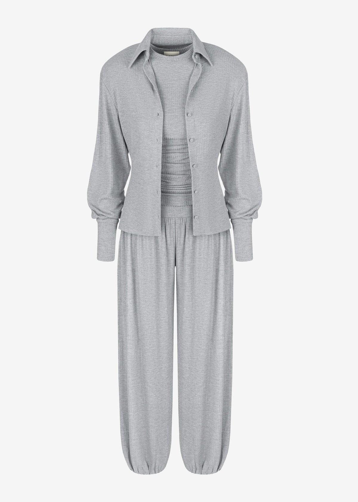 SET EVEA RIBBED GREY