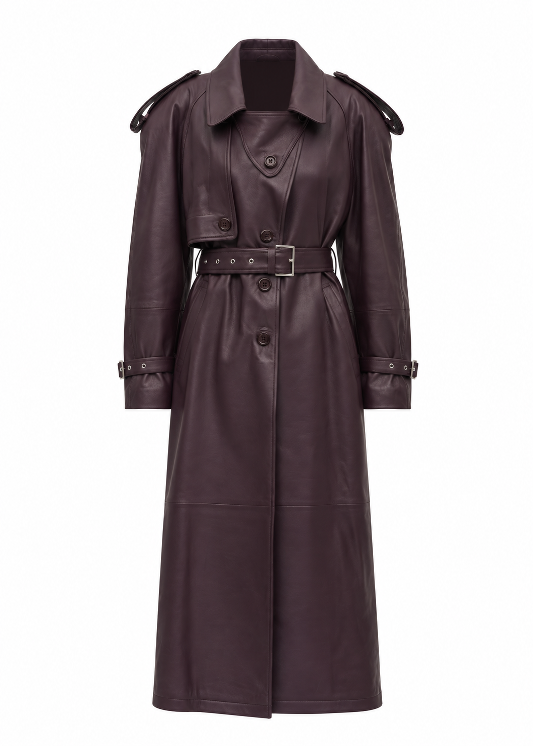 SALERNO LEATHER PLUM COAT