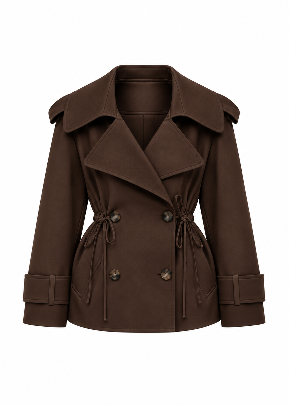 ELISE SHORT BROWN TRENCH